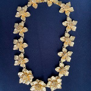 Kenneth Jay Lane  Anemone Flower Gold Necklace
